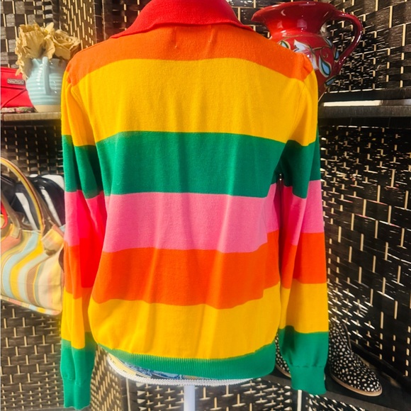 Vibrant Striped V-Neck Sweater - Picture 2 of 3